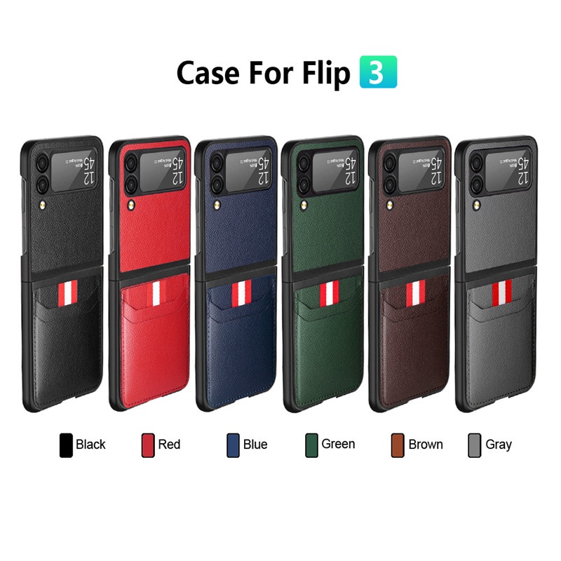 Ốp Lưng Bọc Da Có Ngăn Đựng Thẻ Cho Điện Thoại Samsung Galaxy Z Flip 3 4 5G