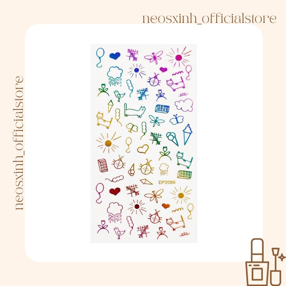 Sticker Dán Móng Tay Mèo Cầu Vòng DP2087-2094 Cute Hot Trend - Hình Dán Móng - Neosxinh Nails