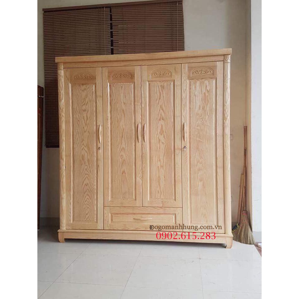 Tủ quần áo gỗ sồi 2m ms 04 ( mẫu đai trên) MS719