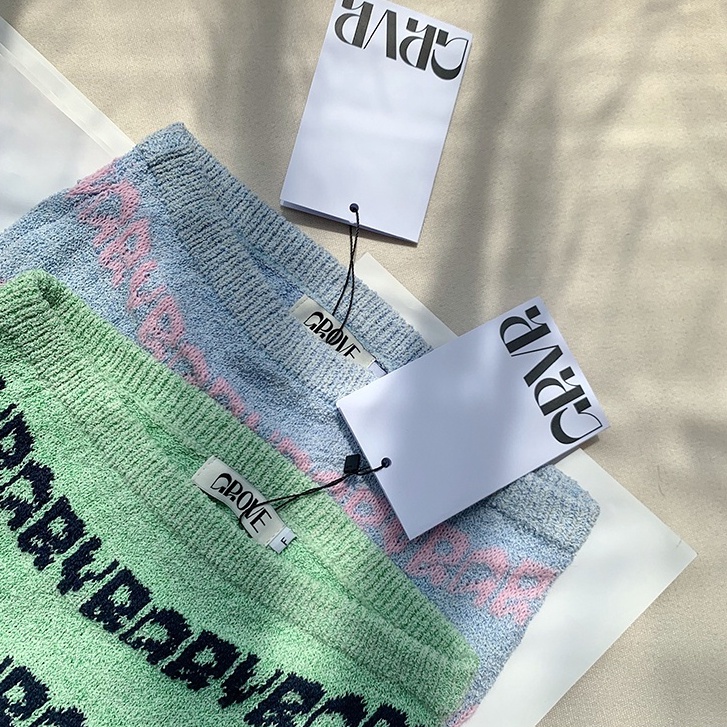 Porozi  Áo croptop ống  dệt kim in chữ thời trang Hàn Quốc cho nữ