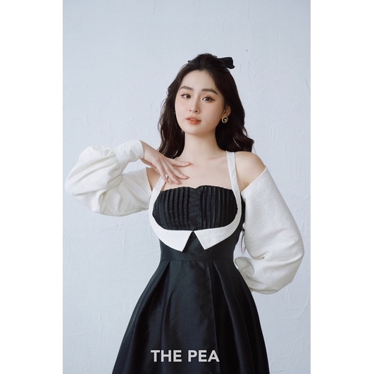 CINDY DRESS by Thepeavn - Đầm cổ yếm tay phồng xẻ tà