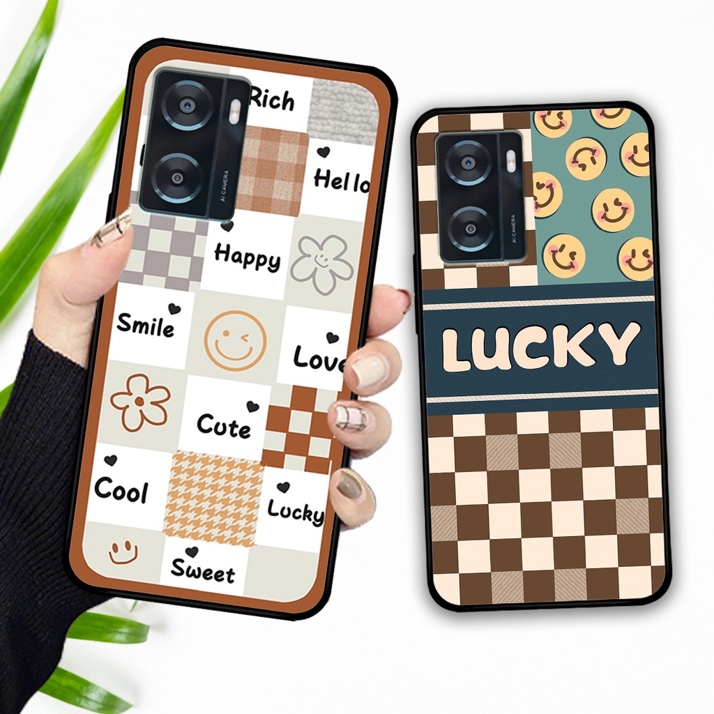 Ốp lưng Oppo A57 2022 in hình họa tiết caro đơn giản, cá tính, trẻ trung