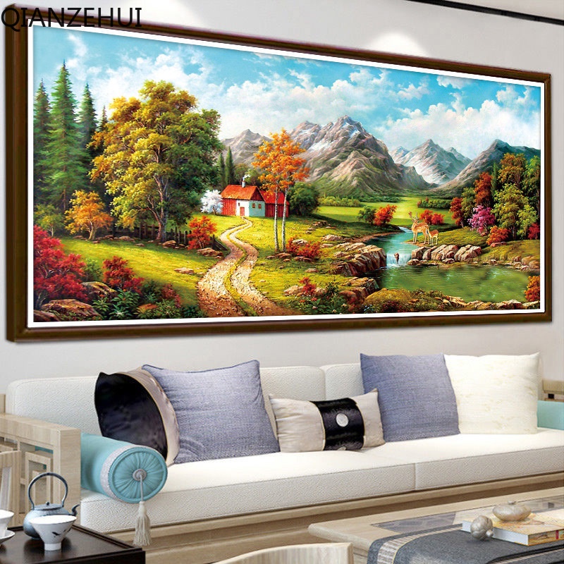 Bộ Tranh Thêu Chữ Thập DIY 11CT In Chữ Thập Phong Cảnh Châu Âu