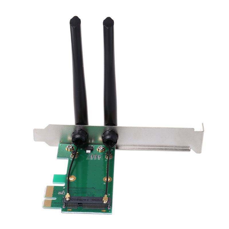 Thẻ Wifi Mini Pci-E Express To Pci-E Adapter 2 Antenna External Pc