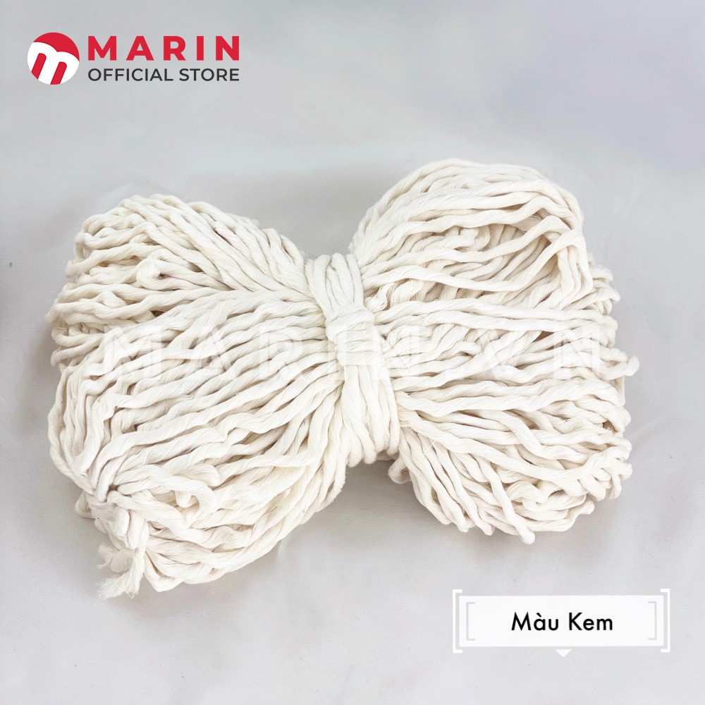 Dây thừng se macrame cotton 1 xoắn 4mm màu kem, màu ngà