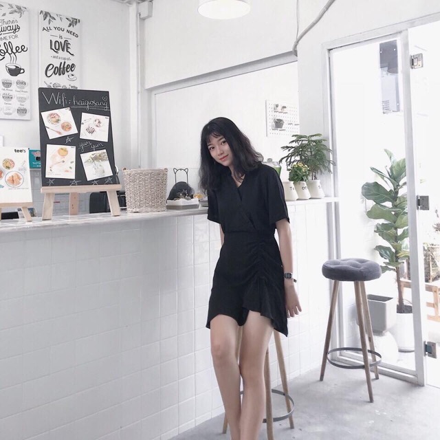 Đầm đen dây rút đi học🌷