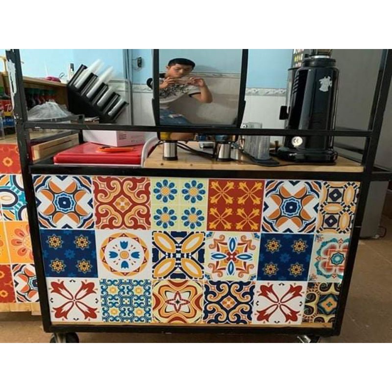 Decal dán bếp - Set 1m dài Decal Gạch Bông họa tiết Đơn giản - Trang trí, Dán tường - TGKA