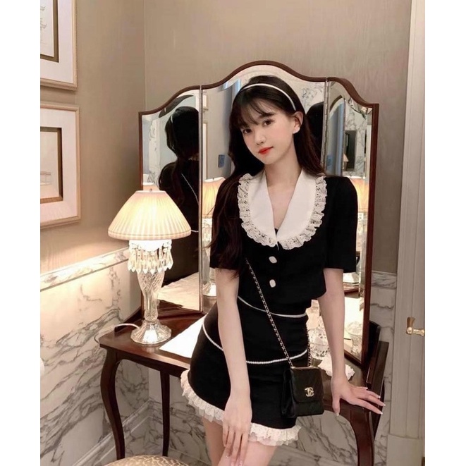 SET BỘ CROPTOP CỔ BÈO VIỀN REN BIGSIZE 60-90KG KÈM ẢNH THẬT ( BÈO BÉO )