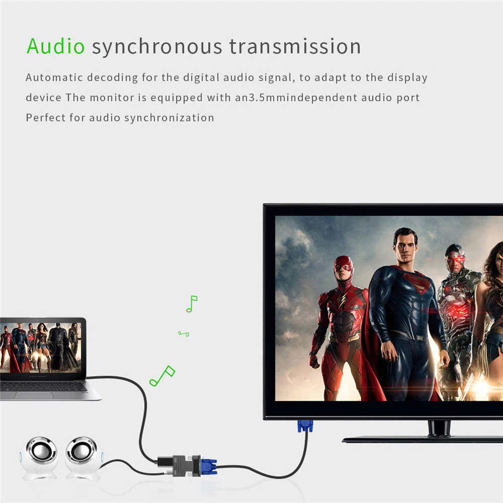 Giắc Chuyển Đổi KEBIDUMEI Từ HDMI Sang VGA Có Dây Âm Thanh