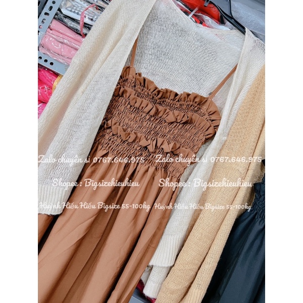 BIGSIZE ĐẦM 2 DÂY NHÚN NGỰC 55-100KG