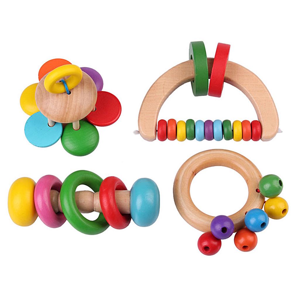 Baby Wooden Educational Toys, Handle Rattle Bell Infant, Musical Percussion Instrument Stick Shaker Toys