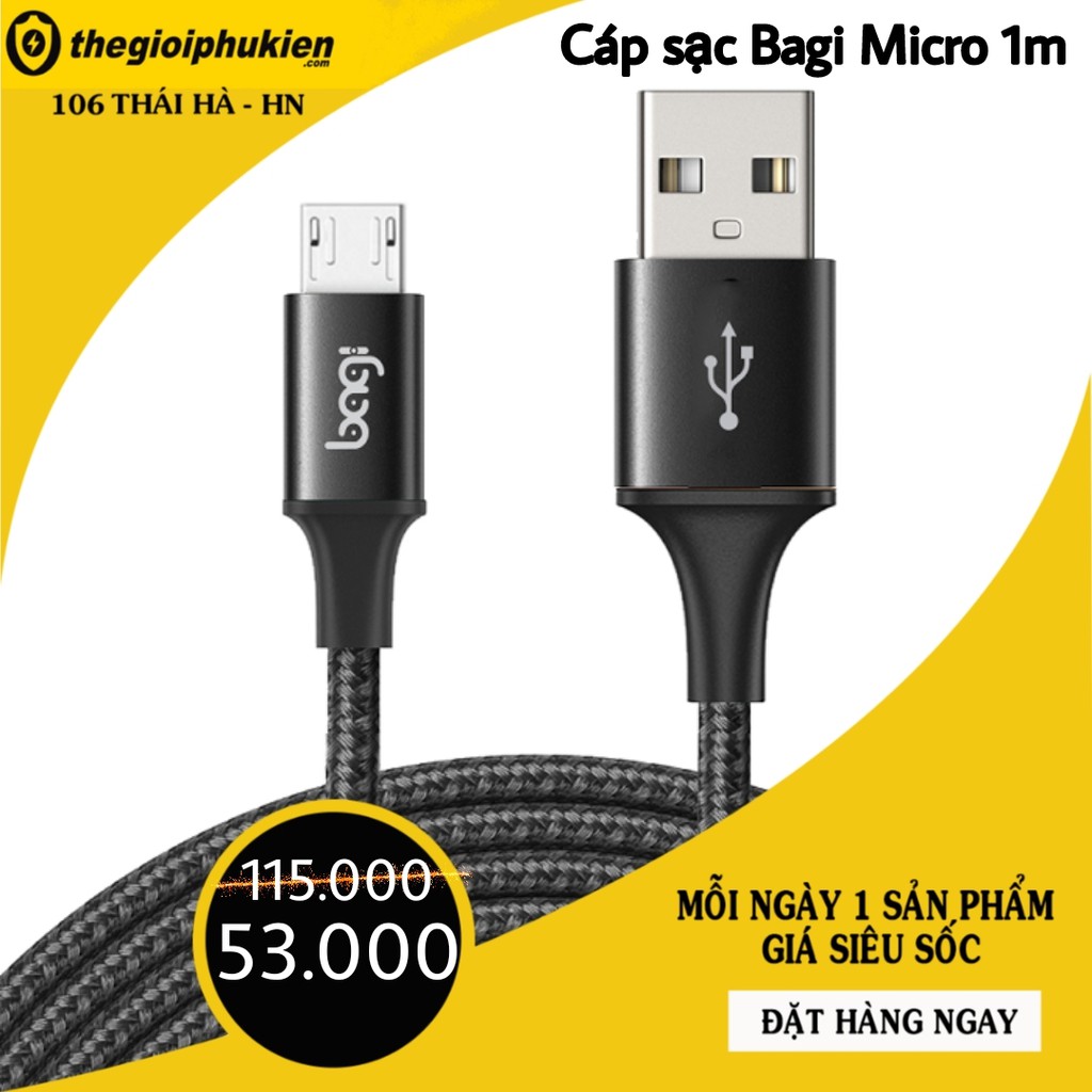 [DÀI 100CM] Cáp Dù Sạc Nhanh Micro Bagi dài 1m MS100