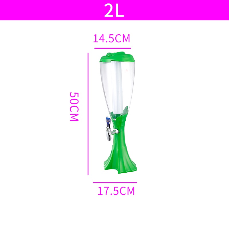 Tháp Bia HC18 2 Lít 4 Màu Chọn Lựa Lõi Đá Giữ Lạnh Đèn Led 7 Màu Nhựa cao cấp an toàn bền đẹp Bộ đầy đủ