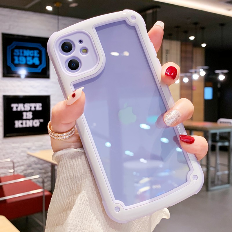 Ốp điện thoại trong suốt khung silicon màu trơn chống sốc cho iPhone 11 Pro Max X XR XS Max 6 6S 7 8 Plus | BigBuy360 - bigbuy360.vn