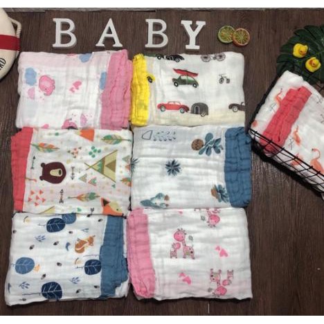 Chăn xô 6 lớp bo viền cho bé chất vải xô cotton mềm mịn