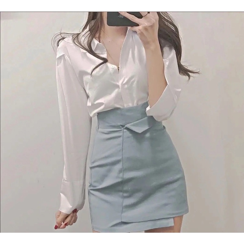 SET CHÂN VÁY VẠT CHÉO + SƠMI CÓ BÁN LẺ