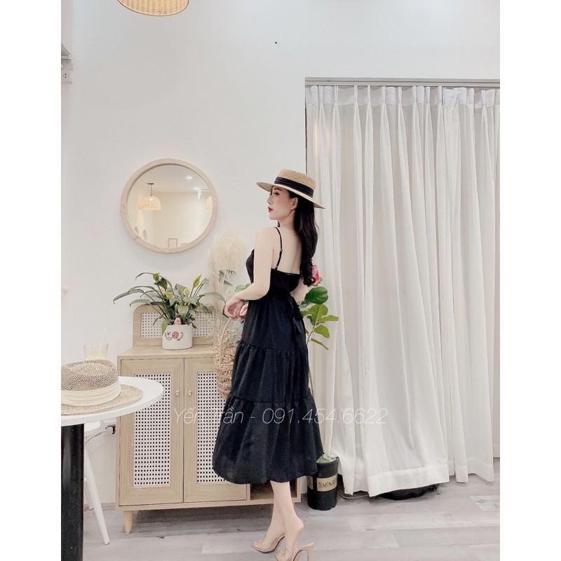 [ Mã FAMAYWA2 giảm 10K đơn 50K] Váy Maxy Đũi 3 Tầng Dáng Dài Hơ Lưng Thắt Nơ Sau Siêu Xinh | BigBuy360 - bigbuy360.vn