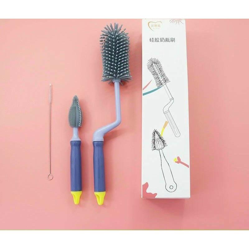 Bộ cọ bình sữa silicon 3 chi tiết đóng hộp hang loai 1