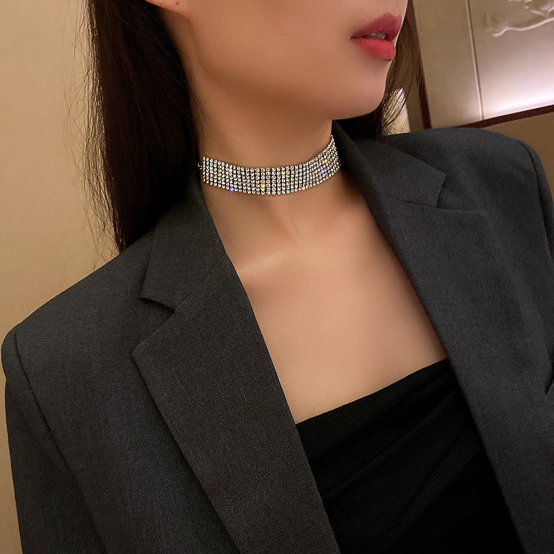 Vòng cổ choker đính đá quý nhân tạo thời trang cho nữ