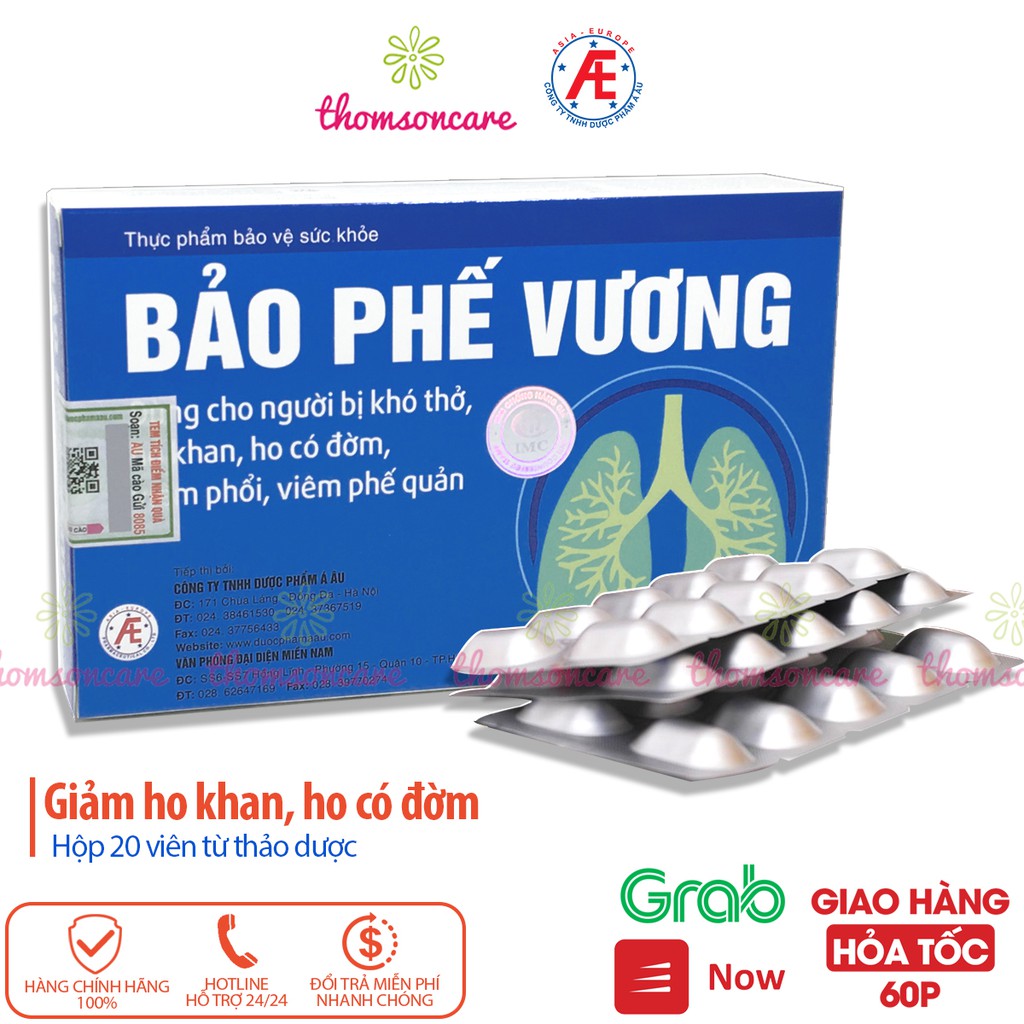 Bảo phế vương Hộp 20 viên Hỗ trợ giảm ho có đờm, phế quản từ thảo dược