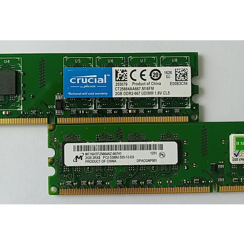 Ram PC DDR2 2GB bus 667 - 5300U, hàng tháo máy chính hãng, bảo hành 1 năm