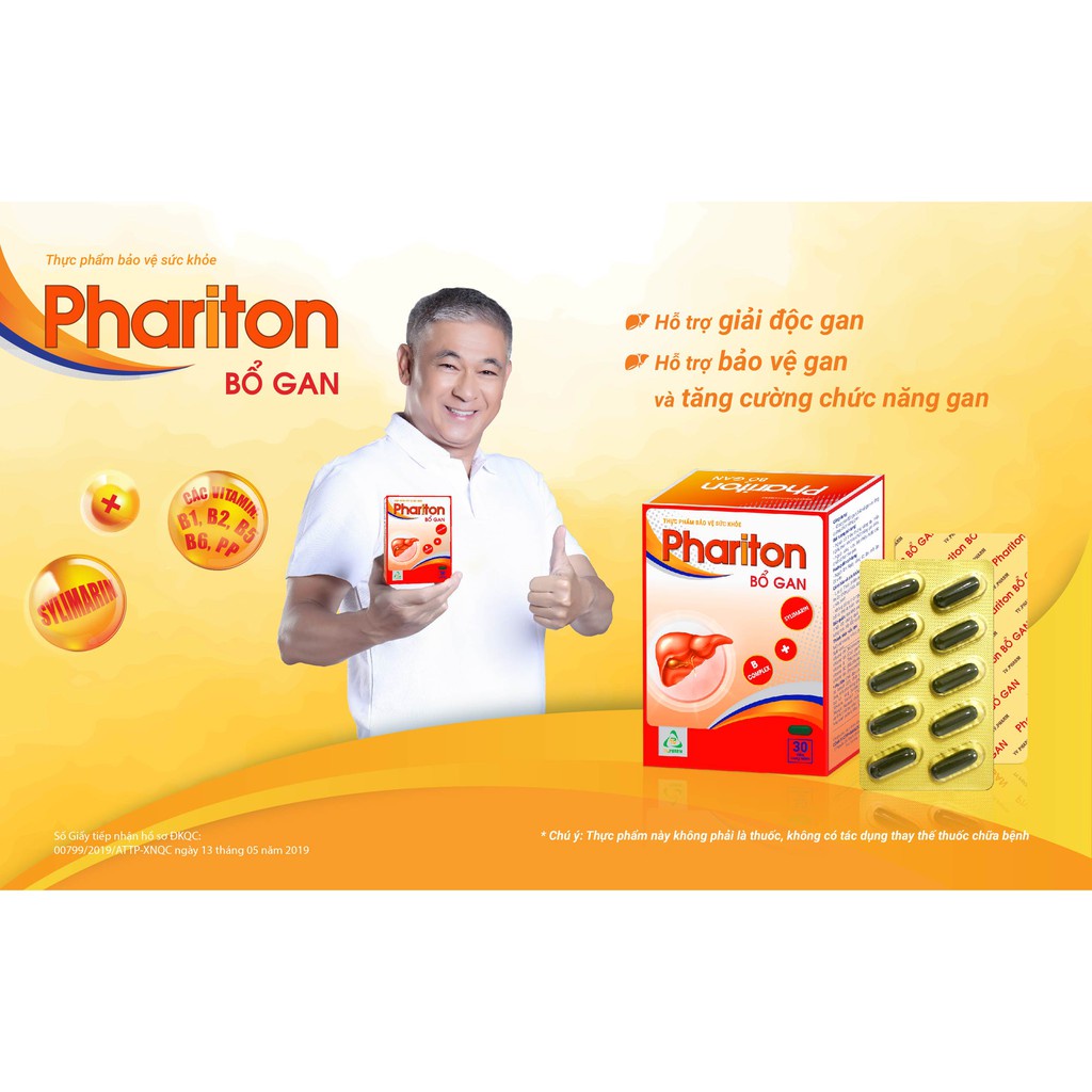 Thực phẩm bảo vệ sức khỏe PHARITON BỔ GAN - Hỗ trợ giải độc gan, tăng cường chức năng gan (hộp 30 viên)