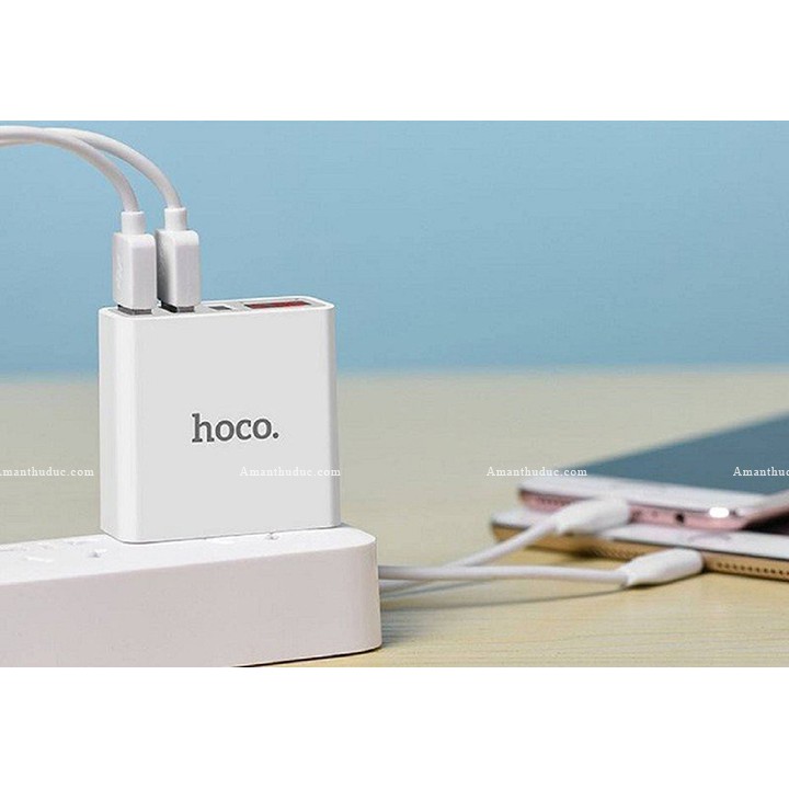 Củ sạc nhanh HOCO C15 màn hình LCD 3 cổng USB - Cốc sạc HOCO C15- Bảo Hành Toàn Quốc