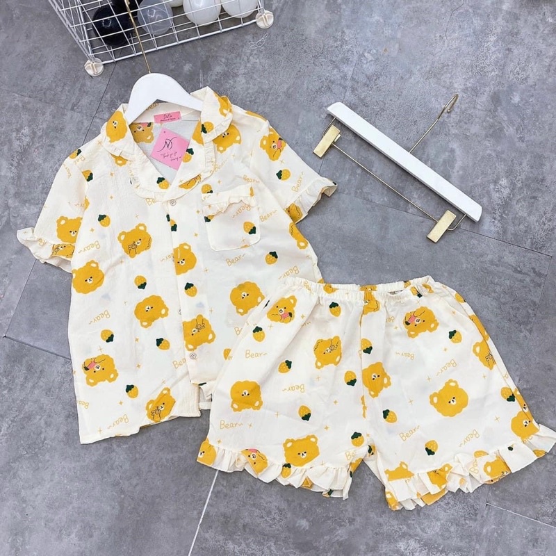 Vải đũi lạnh gấu bear to siêu xinh mịn mát