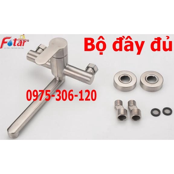 Vòi Rửa Chén Nóng Lạnh Âm Tường N4009 xoay được 2 hộc chậu vòi inox 304 chuẩn không han gỉ đảm bảo tốt