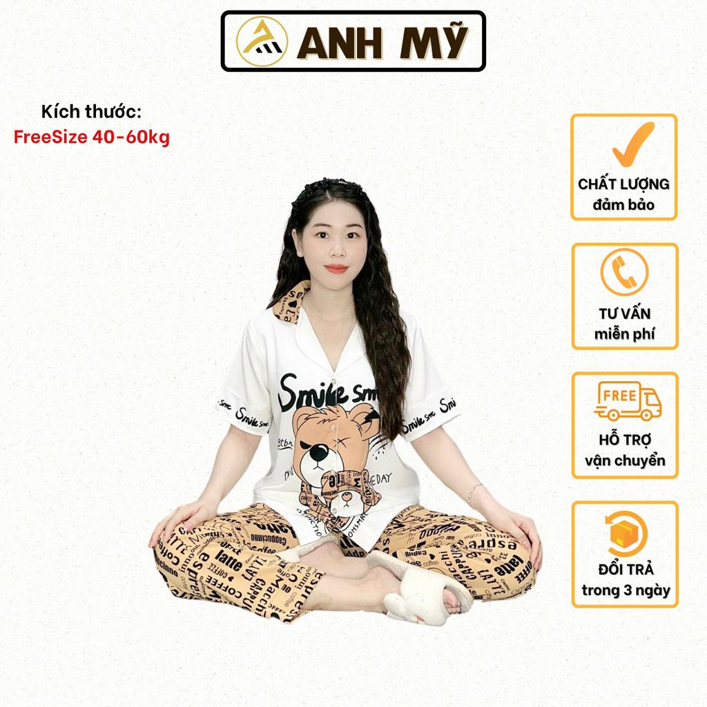 Đồ bộ nữ mặc nhà  ANH MỸ pijama mặc nhà dễ thương chất liệu lụa mango cao cấp tay ngắn quần dài MGD - 07