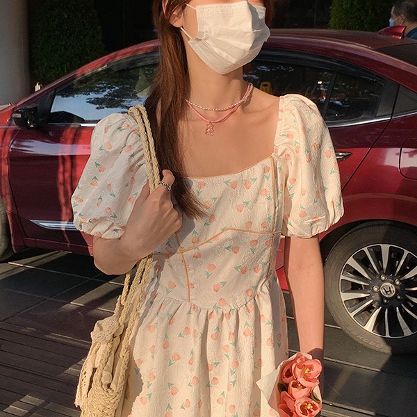Váy thô hoa nhí chỉ nổi mặc được 2 kiểu Ulzzang style 🌸 Hàng Quảng Châu