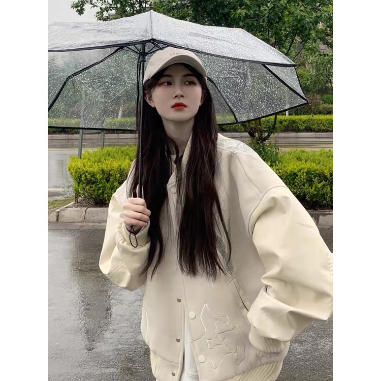 [Ảnh Thật/Freeship] Áo Khoác bomber Pha da, Áo bomber, Áo khoác Nữ Oversize Phong cách uzzlang Form rộng