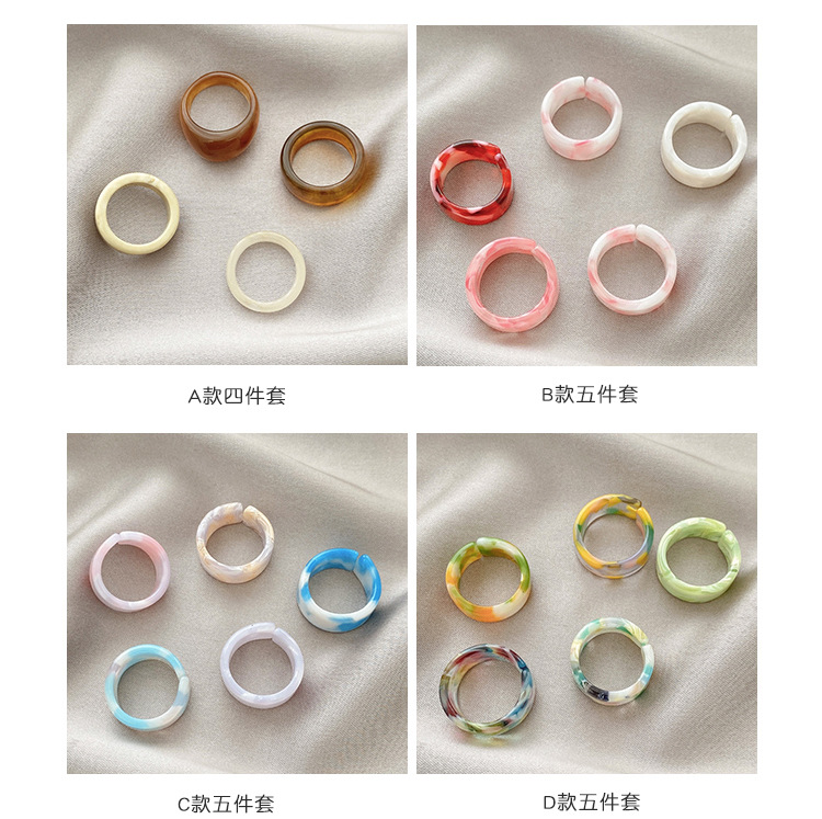 Vintage Candy Color Acrylic Ring Personalized Tail Ring Women Fashion Jewelry