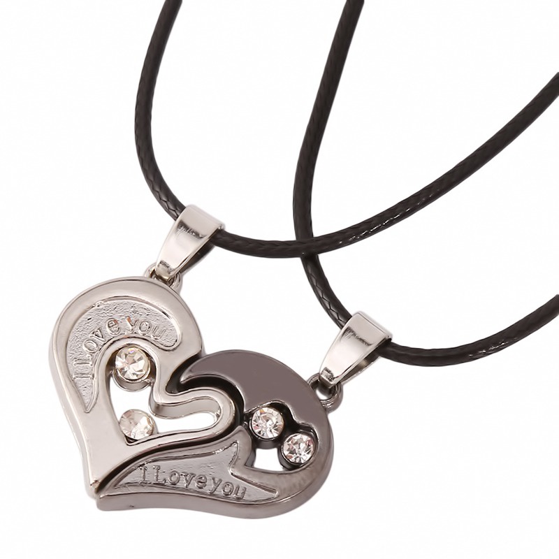 [ql917.vn]Cặp Vòng cổ thép titan mặt hình trái tim cho cặp đôi