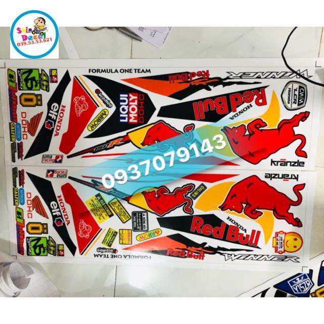 Tem rời winner redbull dán xe trắng