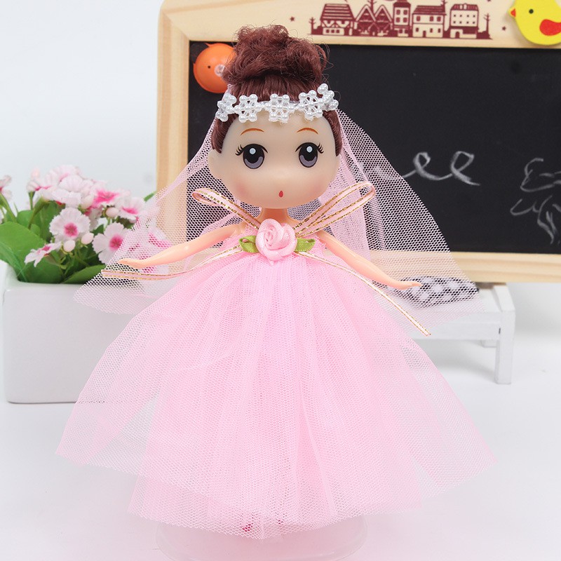 Búp Bê Barbie Mặc Váy Cưới Cỡ Lớn 18cm Kèm Keo Dán Xinh Xắn