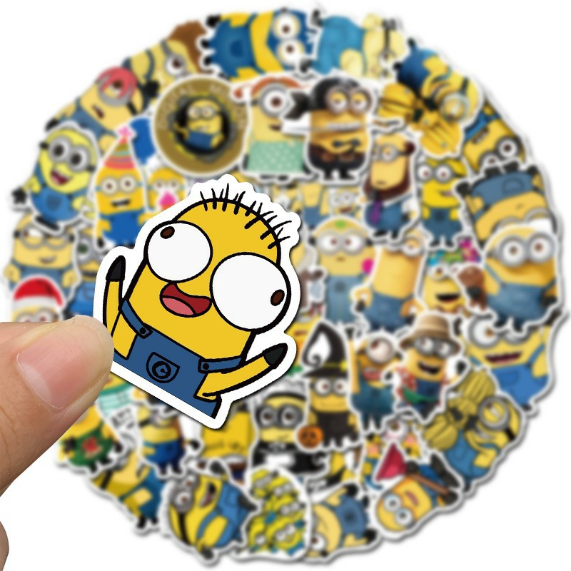 Set 10 sticker trang trí hình minion siêu đáng yêu dán nón bảo hiểm,điện thoại,laptop,..