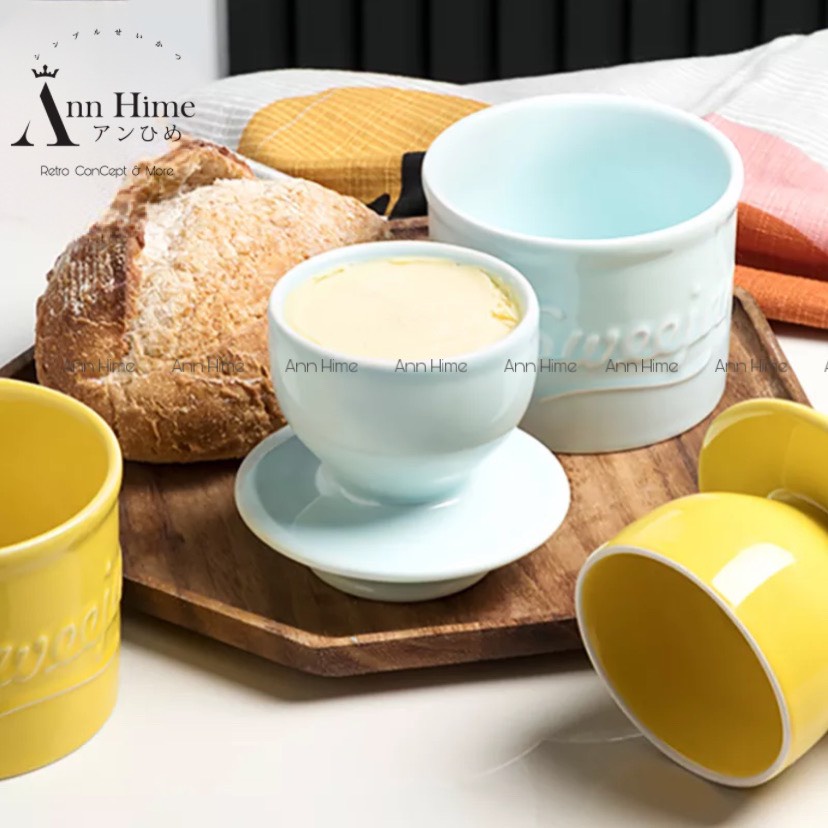 Khay Đựng Bơ Bằng Sứ Có Nắp Đậy Cho Quầy Tủ Lạnh