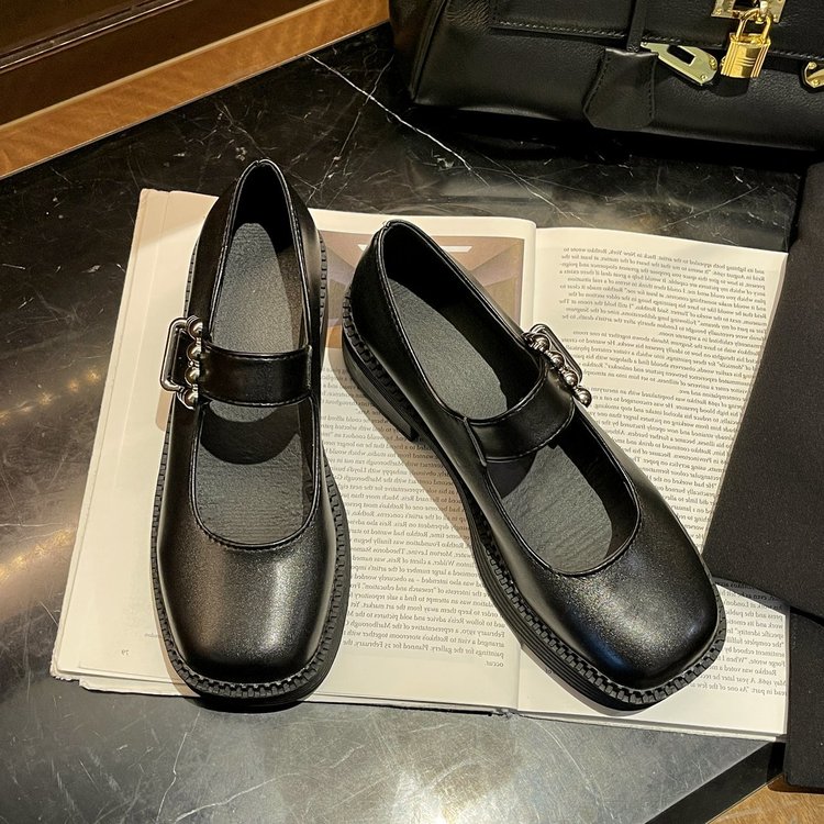 [ Mã 66CBSALE giảm 30K đơn 200K] Giày Búp Bê Gót Cao Mũi Tròn Màu Trơn Phối Khóa Xinh Xắn Thời Trang Cho Phụ Nữ | BigBuy360 - bigbuy360.vn