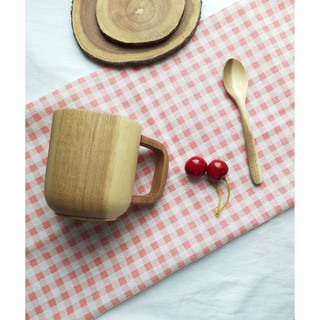 Bộ cốc uống nước gỗ KEO siêu đẹp mắt (Cốc, thìa, lót cốc)