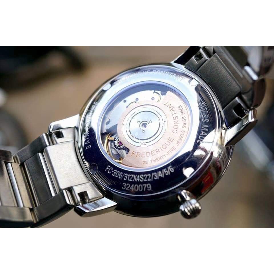 Đồng hồ Nam Frederique Constant FC-306S4S6B3 Slimline, mặt trắng, dây kim loại, kính shapphire - Máy cơ tự động