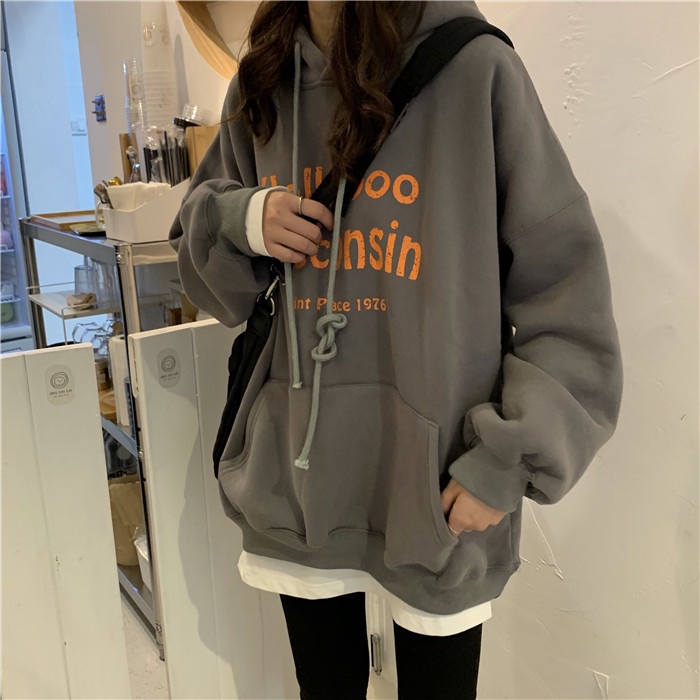 Áo Nỉ Nữ Dài Tay Có Mũ Thời Trang Hàn Mới