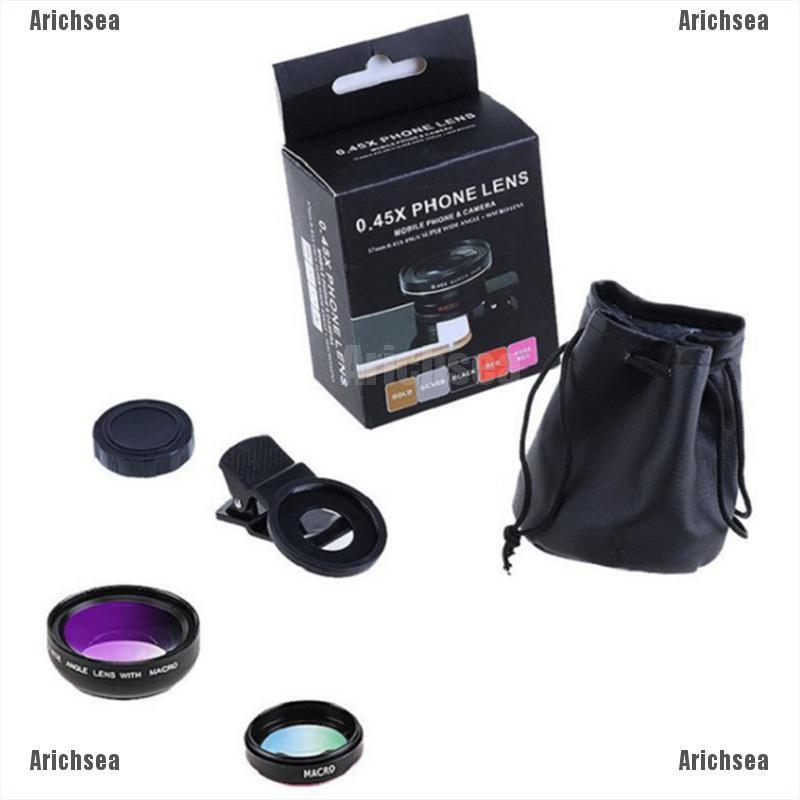 Arichsea Universal 2in1 Clip On Camera Lens Kit Fisheye Wide Angle Macro For Cell Phone