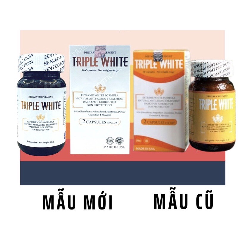 Triple White Viên uống trắng da, chống nắng Triple White, Giảm thâm , Trắng sáng