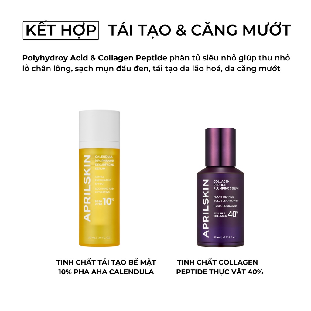 Set Tái Tạo Da Căng Mướt Aprilskin Collagen Serum + Serum PHA AHA