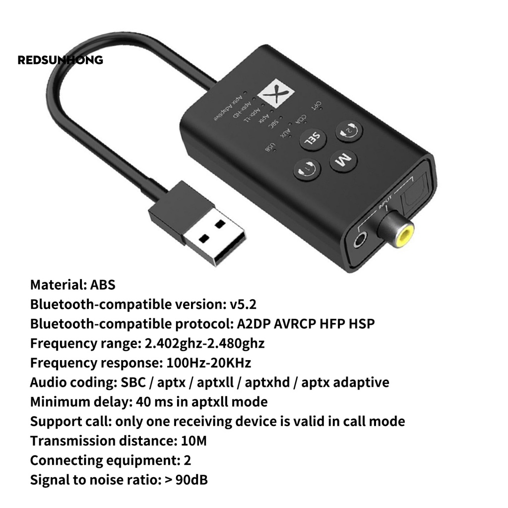 Bộ Thiết Bị Chuyển Đổi Âm Thanh Bluetooth 5.2 Sợi Đồng Trục USB AUX 2 Trong 1 Aptx