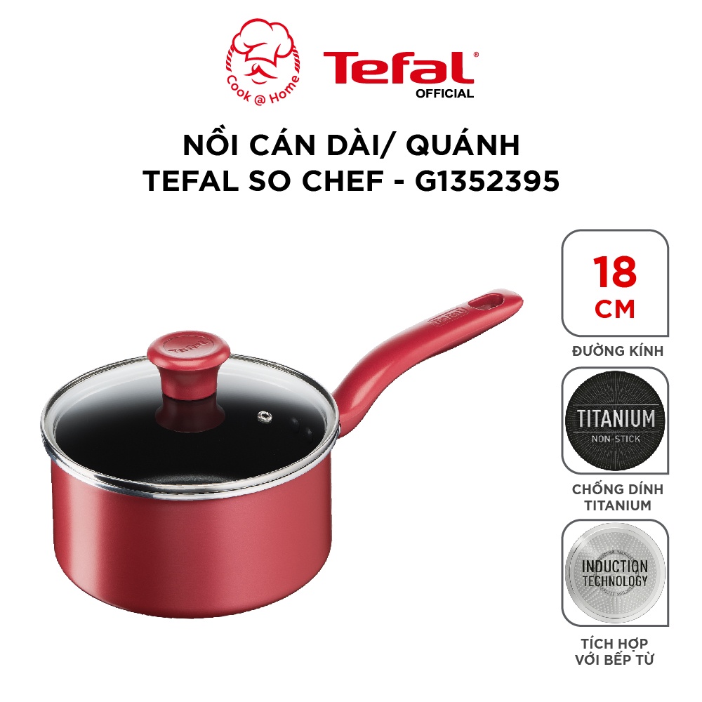 Nồi cán dài, quánh chống dính Tefal So Chef dùng cho bếp từ 18cm - Bảo hành 2 năm