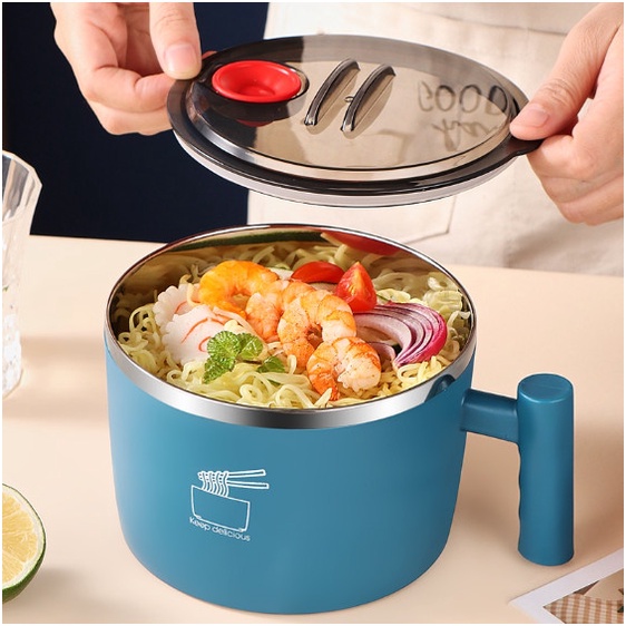 TÔ ĂN MÌ INOX 304 KHÔNG GỈ CAO CẤP CÓ TAY CẦM CHỐNG NÓNG THÔNG MINH -CA ĂN MÌ ĂN LẨU ĐA NĂNG CÓ GIÁ ĐỂ ĐIỆN THOẠI