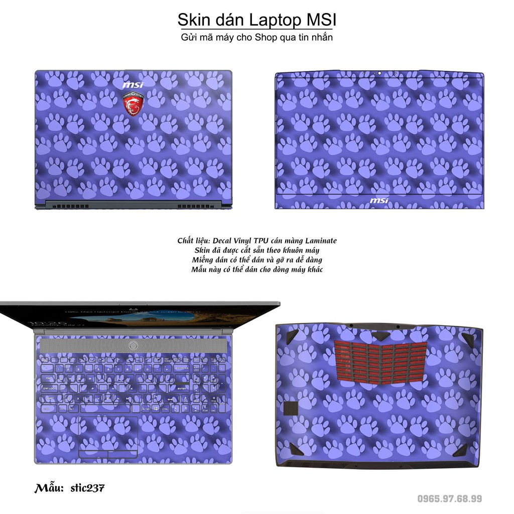 Skin dán Laptop MSI in hình Hoa văn sticker _nhiều mẫu 38 (inbox mã máy cho Shop)