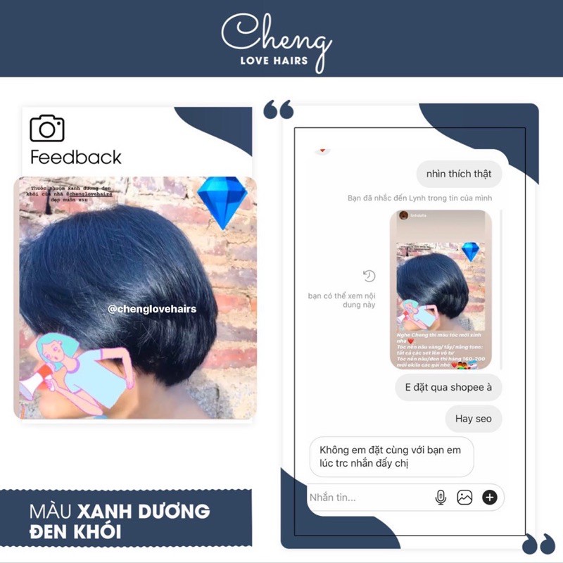 Thuốc Nhuộm Tóc Màu XANH ĐEN KHÓI Không Tẩy | Chenglovehair, Chenglovehairs